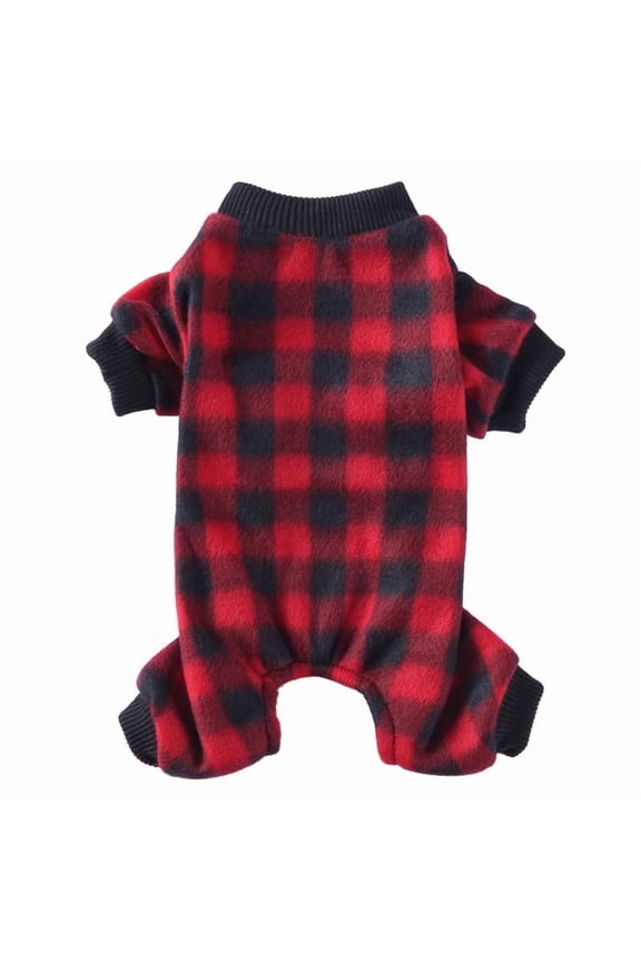 Pet Dog Plaid Pajamas Flannel Christmas PJs Cold Weather Jumpsuit Puppy Warm Costume ClothesPet Clothes for Dog Pajamas Coat Cat Pajamas Jumpsuit Puppy Cat Sleepwear Coat for Small And Medium Dogs