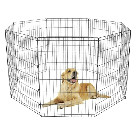 Pet Dog Playpen 24/30/36/42/48 Inch Metal Portable Dog Exercise Pen Indoor Outdoor Folding Yard Puppy Dog Fence for Small Medium Large Dogs 8 Panel