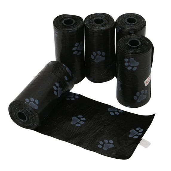 Pet Dog Poop Bags 15 Counts 5 Rolls Indoor Outdoor Printed Disposable Bag