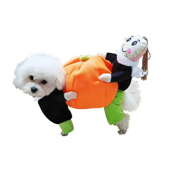 Pet Dog Pumpkin Halloween Costume, Adjustable Funny Cosplay Outfit for Small, Medium & Large Dogs – Soft Velvet Pet-Friendly Dress Up Clothes