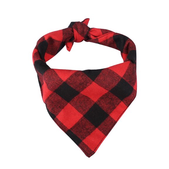 Pet Dog Puppy Scarf Collar Bib Bandage Neckerchief Bandana Plaid Pattern Black Red (S) Bienvenido