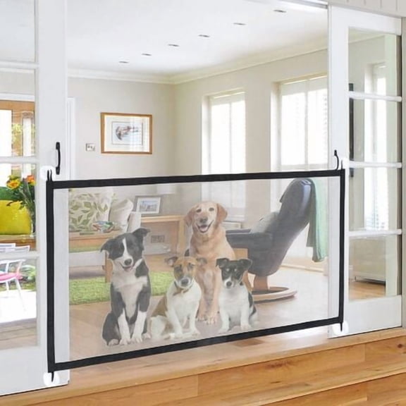Pet Dog Safety Gate Portable Expandable Dog Gate Mesh Door Fence Foldable Magic Dog Gate for Kitchen Stairs Hallways Baby