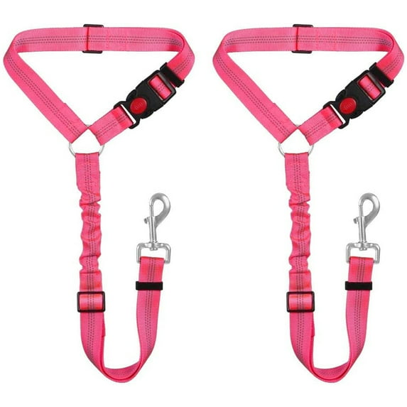 Pet Dog Seat Belt for Car Headrest, Reflective and Adjustable with Bungee for Small Medium Large Dogs and Cats, 2 Pack