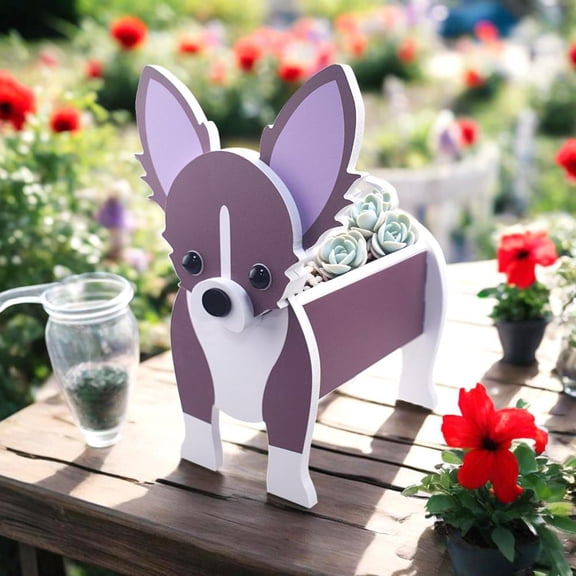 Pet Dog Shaped Plant Flowerpot, Storage Planter Container, Indoor and Outdoor Decorative Ornaments, countertops, Garden, Courtyard Decorations (Chihuahua)