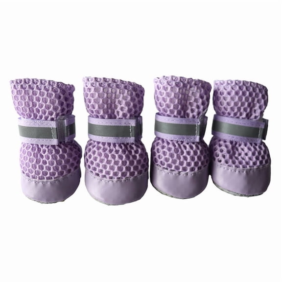 Pet Dog Shoes, Breathable Mesh Pu Material, Non-Slip Easy-On Hook-And-Loop Closure, 4 Pairs Small Dog Footwear For Pet Paw Protection And Daily Wear