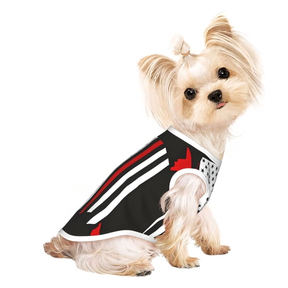 Pet Dog Sleeveless T Shirts Firefighter Red Line Flag pet Clothes Soft Breathable Vest for Small Dogs Cats Small