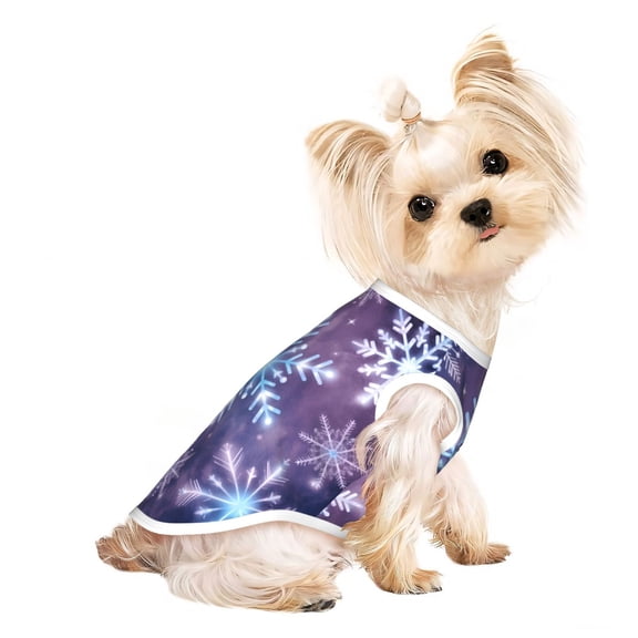 Pet Dog Sleeveless T Shirts Purple Christmas Snowflake pet Clothes Soft Breathable Vest for Small Dogs Cats Small