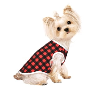 Pet Dog Sleeveless T Shirts Red Black Buffalo Check Plaid Pattern pet Clothes Soft Breathable Vest for Small Dogs Cats Small