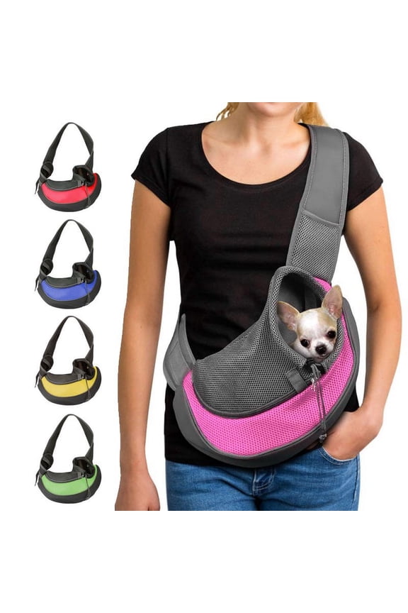 Pet Dog Sling Carrier, Breathable Mesh Portable Travel Safe Pet Sling Shoulder Bag Carrier with Adjustable Non-Slip Shoulder Strap for Small Dogs Cats Puppy