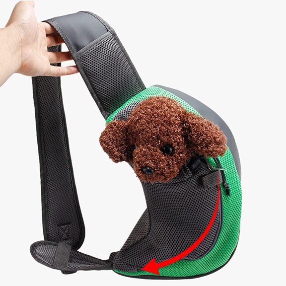 Pet Dog Sling Carrier, Breathable Mesh Portable Travel Safe Pet Sling Shoulder Bag Carrier with Adjustable Non-Slip Shoulder Strap for Small Dogs Cats Puppy