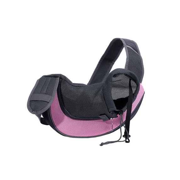 Pet Dog Sling Carrier Breathable Mesh Travel Bag Adjustable Padded Strap Hands-Free Shoulder Front Pouch for Small Dogs Cats Large Pink