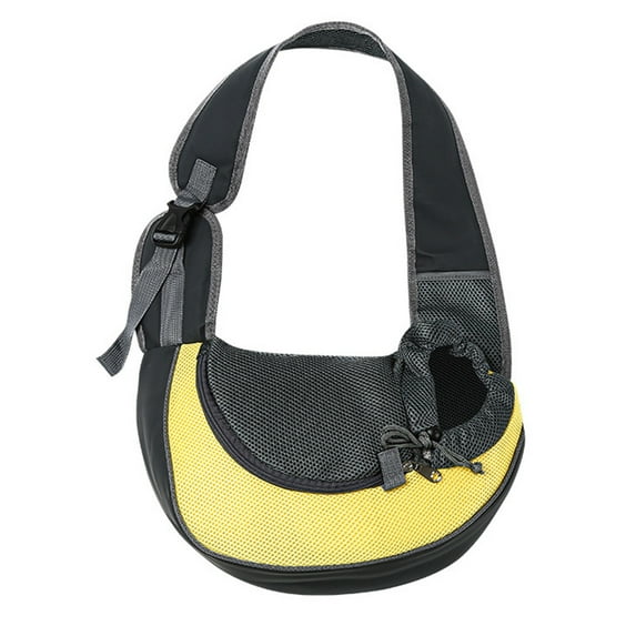 Pet Dog Sling Carrier Puppy Pet Slings Bag for Small Dogs Cats Satchel Carriers Breathable Mesh Hand Free with Adjustable Strap Doggie Crossbody for Outdoor Travel (Yellow, Large 5-12 lbs)