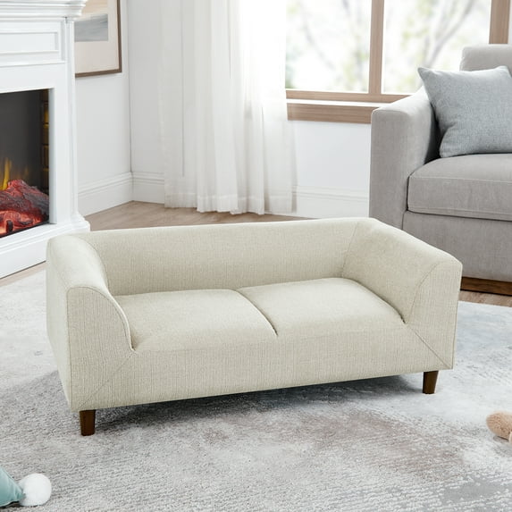 Pet Dog Sofa With Backrest And Armrests, Rectangular Elevated Pet Couch For Medium Large Dogs, Stable Short Legs Support, Comfortable Cushion Pet Sofa