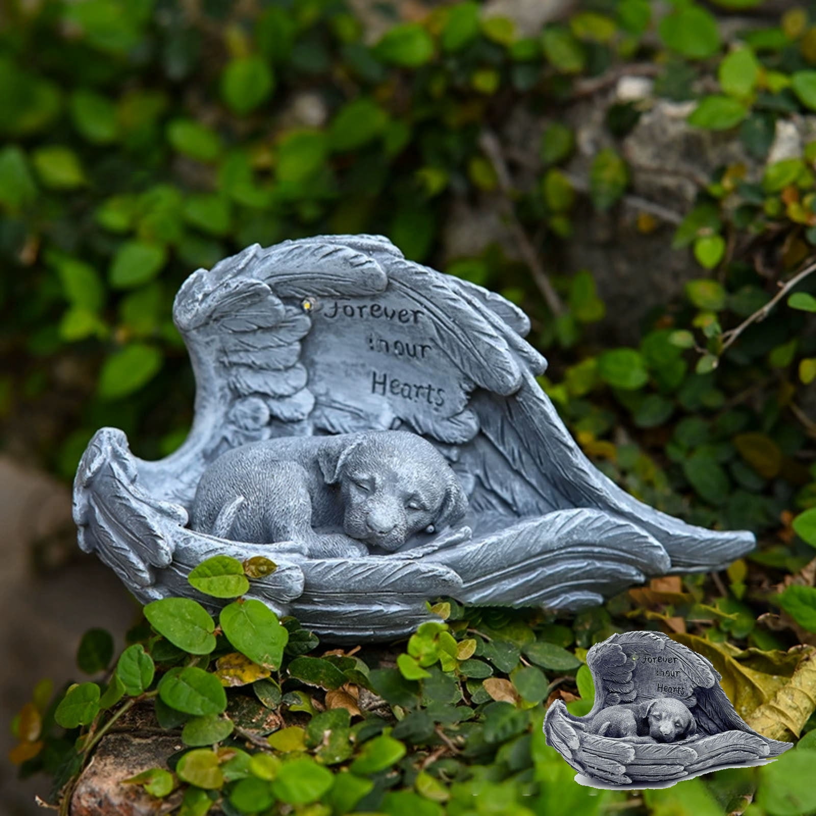 Pet Dog Solar Garden Memorial Statue - Outdoor Resin Angel Puppy with Solar Light, Guardian Angel Puppy Memorial Gift for Patio, Lawn, Yard, Garden Decor