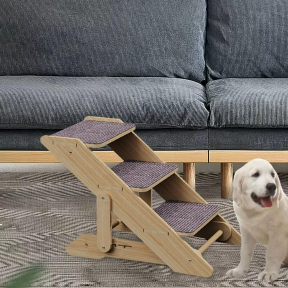 Pet Dog Stairs Ladder Pet Cat Stairs 3 Steps Dog Ramp Soft for Older Dogs Non Slip Wood Dog Ladder Pet Ramp for Car High Bed