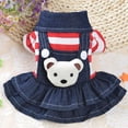 thumbnail image 1 of Pet Dog Striped Dress Winter Autumn Cowboy Clothes For Pet Dog,Red XL, 1 of 5