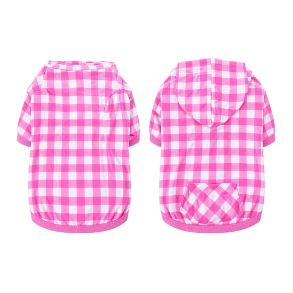 Pet Dog Supplies, Pink Xxl Buffalo Plaid Dog Hoodie, Fleece Lined Dog Sweatshirt for Small Medium Large Dogs, Cozy Cold Weather Dog Pullover Sweater, Thickened Warm Casual