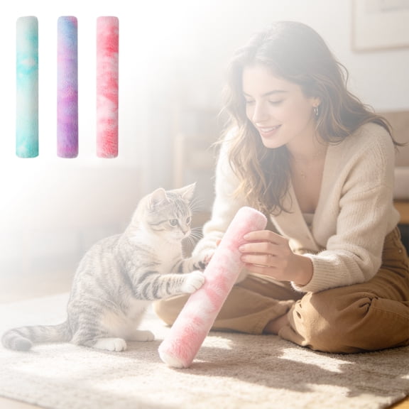 Pet Dog Supplies, Plush Dog Toys, Chew Toys for Small Dogs, Puppy Chew Toys for Oral, Soft Tie-Dye Pink Faux 14X2 Inch Catnip Infused Squeeze Stick, Supports Cat Dog Self-Play