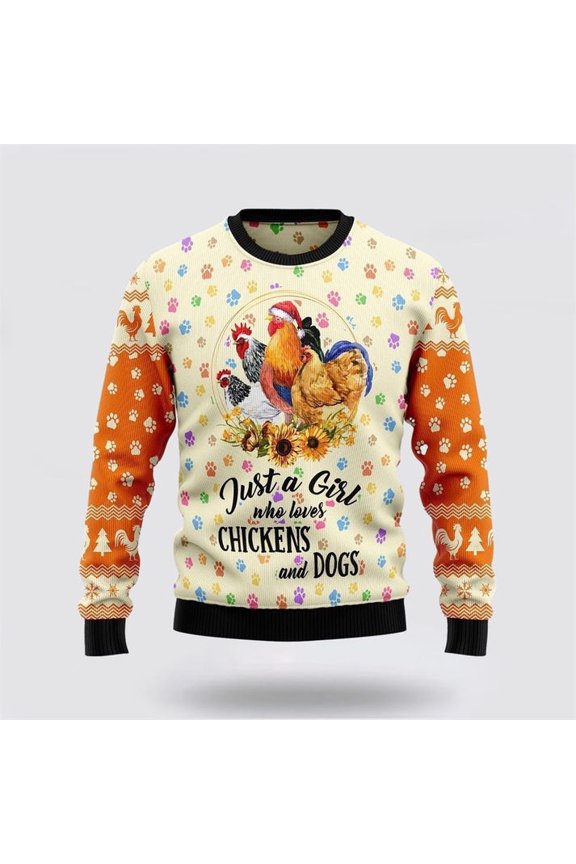 Pet Dog Sweater, Chickens And DogsUgly Christmas Sweater, Gift For Dog Love, Winter Fashion