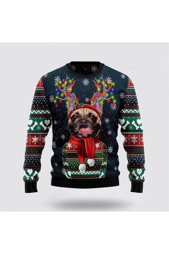 Pet Dog Sweater, Cool French BulldogUgly Christmas Sweater, Gift For Dog Love, Winter Fashion