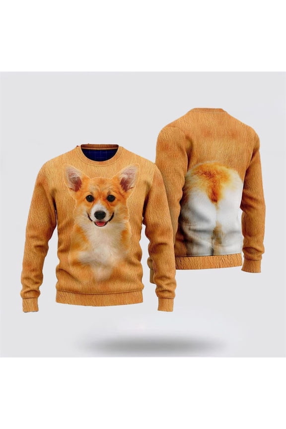 Pet Dog Sweater, Corgi Dog 3DUgly Christmas Sweater, Gift For Dog Love, Winter Fashion