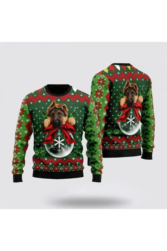 Pet Dog Sweater, German Shepherd OrnamentUgly Christmas Sweater, Gift For Dog Love, Winter Fashion