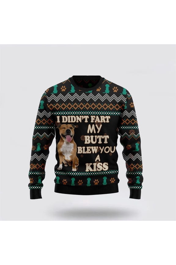Pet Dog Sweater, Pit Bull A KissUgly Christmas Sweater, Gift For Dog Love, Winter Fashion