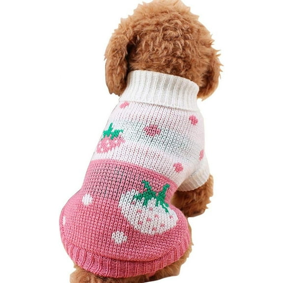Pet Dog Sweaters Classic Knitwear Turtleneck Winter Warm Puppy Clothing Cute Strawberry and Heart Doggie Sweater