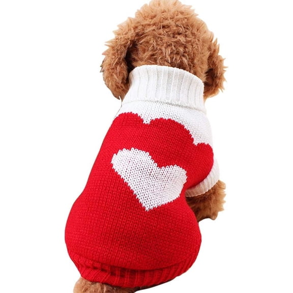 Pet Dog Sweaters Classic Knitwear Turtleneck Winter Warm Puppy Clothing Cute Strawberry and Heart Doggie Sweater