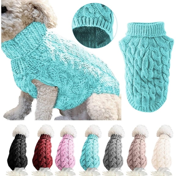 Pet Dog Turtleneck Knitting Sweater Doggie Patchwork Sweater Knitwear Pullover, Winter Warmer Thickening Pet Sweater Crochet Coat Clothes for Small Medium Dog Puppy Cat