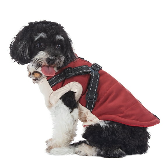Pet Dog Winter Coat Windproof Warm Dog Jackets with with Built in Harness Cold Weather Lined Dog Clothes Pet Apparel