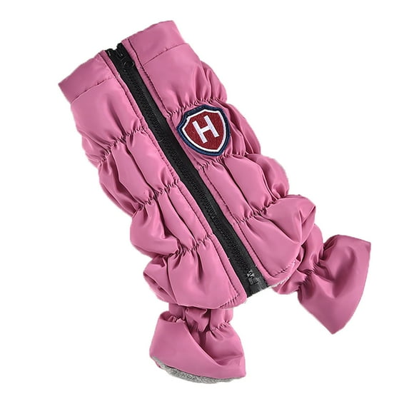 Pet Dog Winter Warm Coat, 4-Legged High Neck Windproof Padded Jacket With H Logo, For Small Dogs In Pink Size L