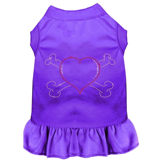 Pet Dog and Cat Dress Rhinestone, "Heart Crossbones"