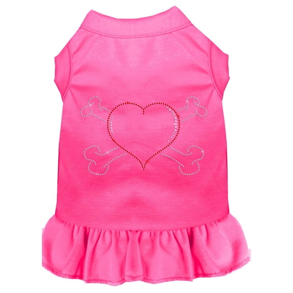 Pet Dog and Cat Dress Rhinestone, "Heart Crossbones"