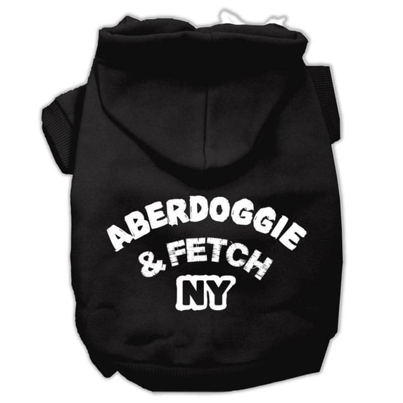 Pet Dog and Cat Hoodie Screen Printed, "Aberdoggie Fetch NY"