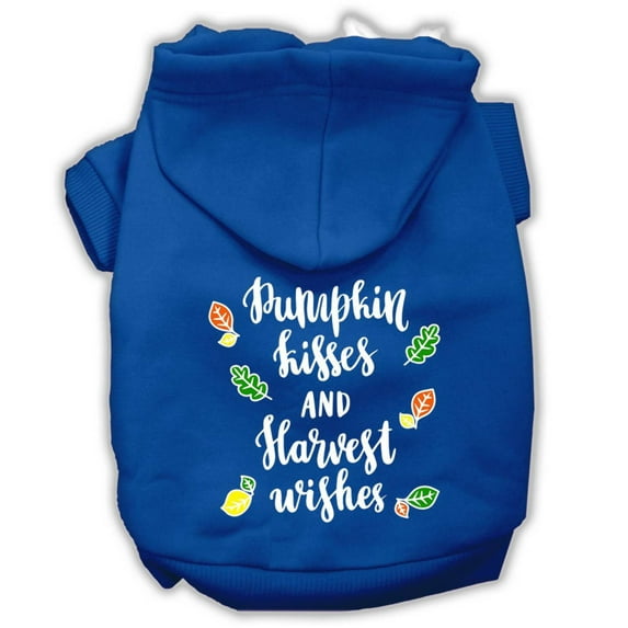 Pet, Dog and Cat Hoodie Screen Printed, "Pumpkin Kisses Harvest Wishes"