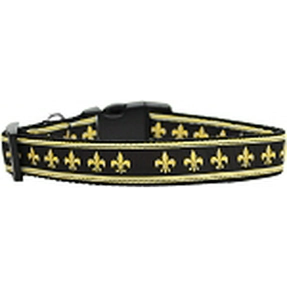 Pet Dog and Cat Nylon Collar or Leash, "Black Gold Fleur De Lis"