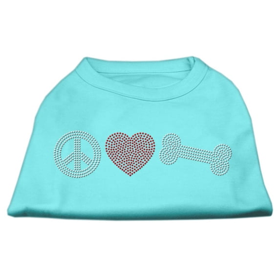 Pet Dog and Cat Shirt Rhinestone, "Peace Love Bone"