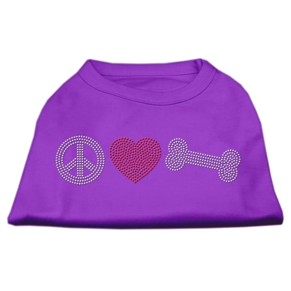 Pet Dog and Cat Shirt Rhinestone, "Peace Love Bone"