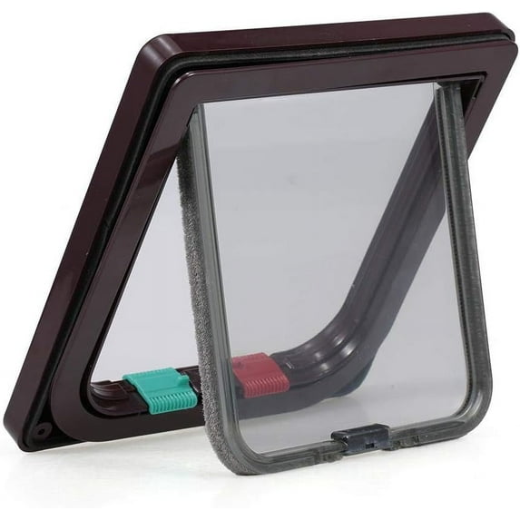 Pet Door 20X19.2X1.8Cm Black Automatically Close Cat Gate 4 Way Lockable Dog Door Pet Entry Safe Ferromagnetic Pet Flap Door 1Pcs
