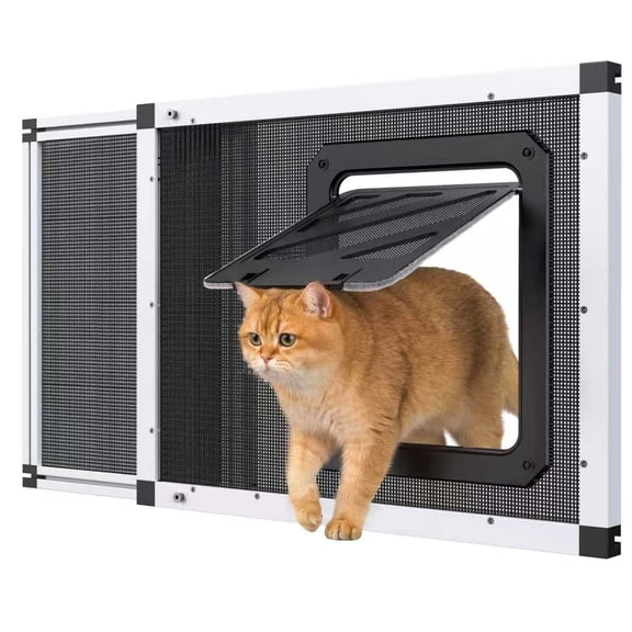 Pet Door Fit 22"-28.5" Window Adjustable Sliding Window Pet Access