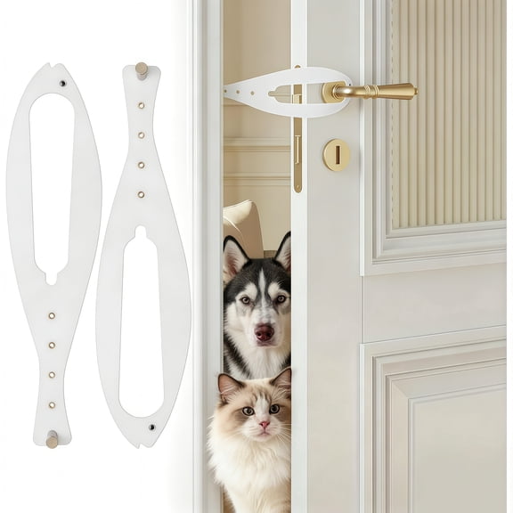 2 Pcs Door Holder Latch, Cat Door Stopper with 5 Size Adjustments (White)