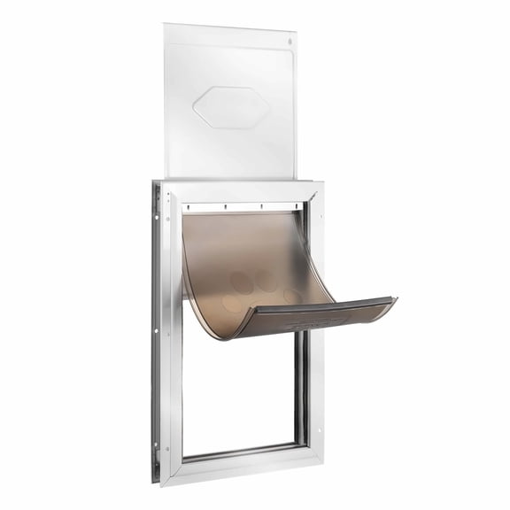 Pet Door for Dogs & Cats, 13.27x20.04" Aluminum Flap Door - White