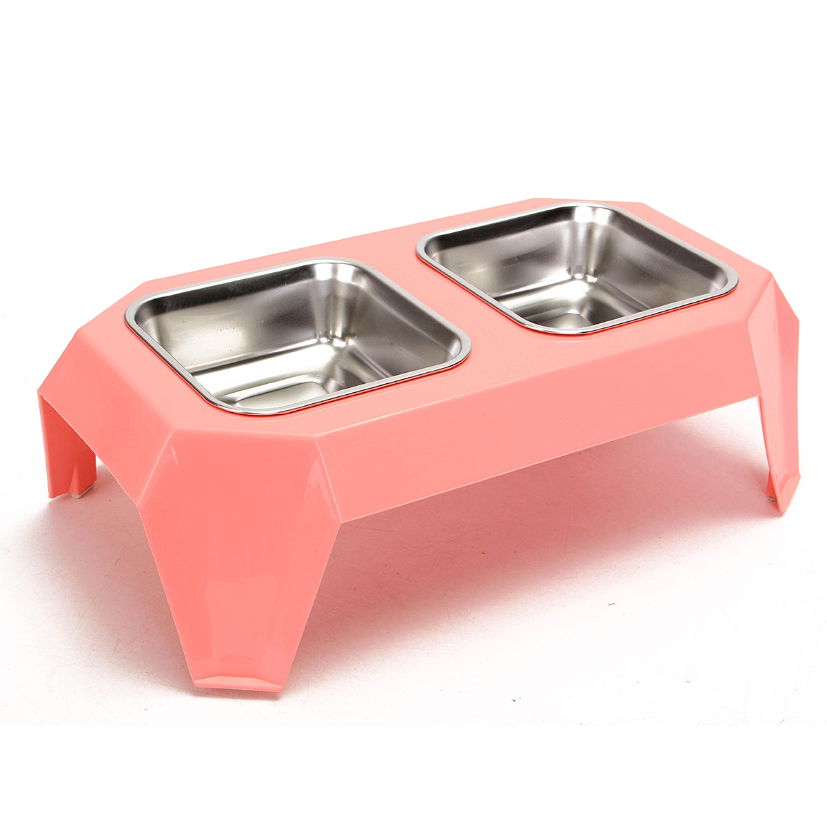 Pet Double Food Bowl Water Feeder Food Dispenser Removable  Stainless Steel Bowl Double Bowls  with Non-Slip Stand Holder for Big Dog Cat - image 1 of 7