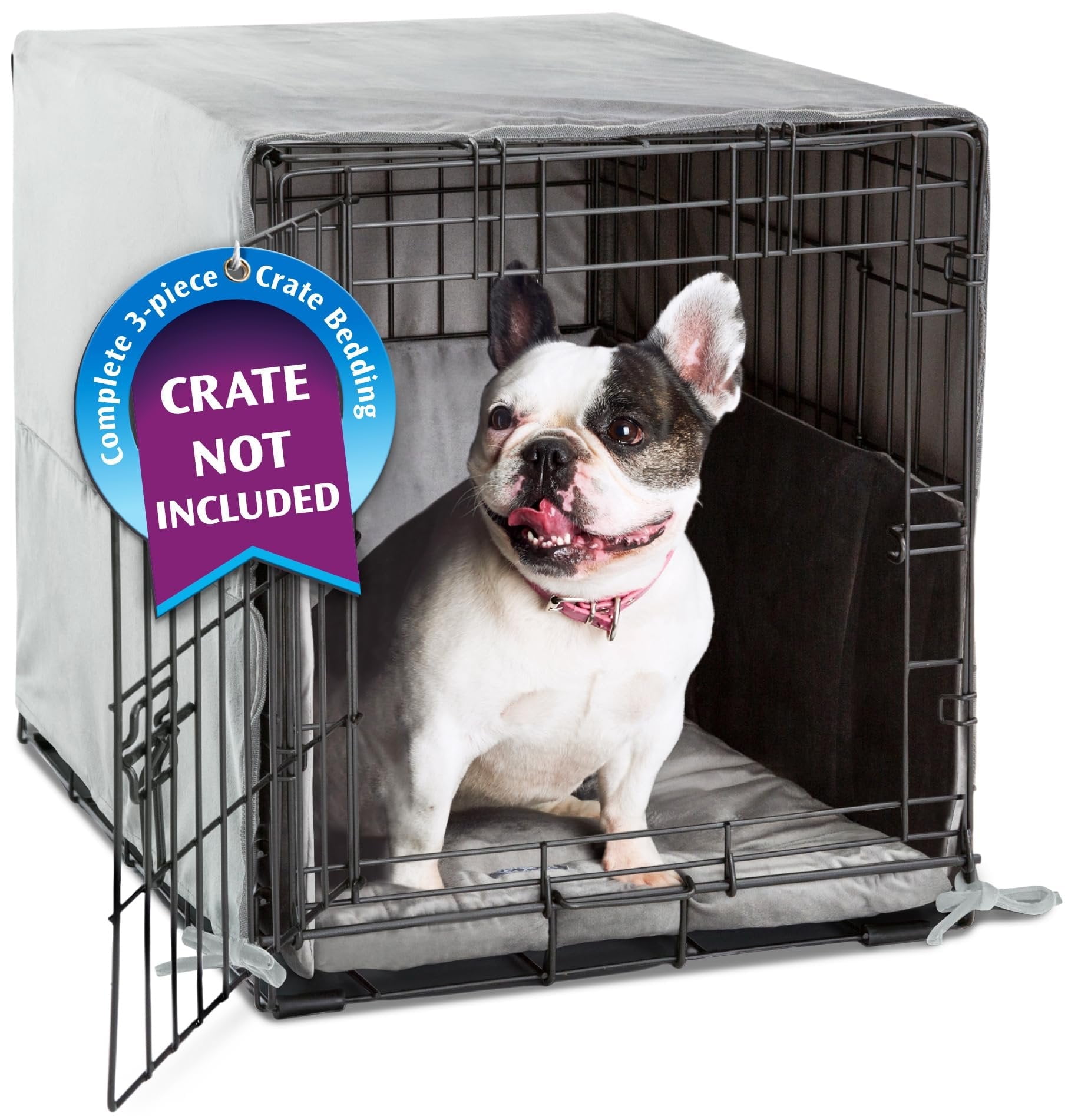Graphite Grey 24-Inch Dog Crate Cover, Pad, and Bumper Set