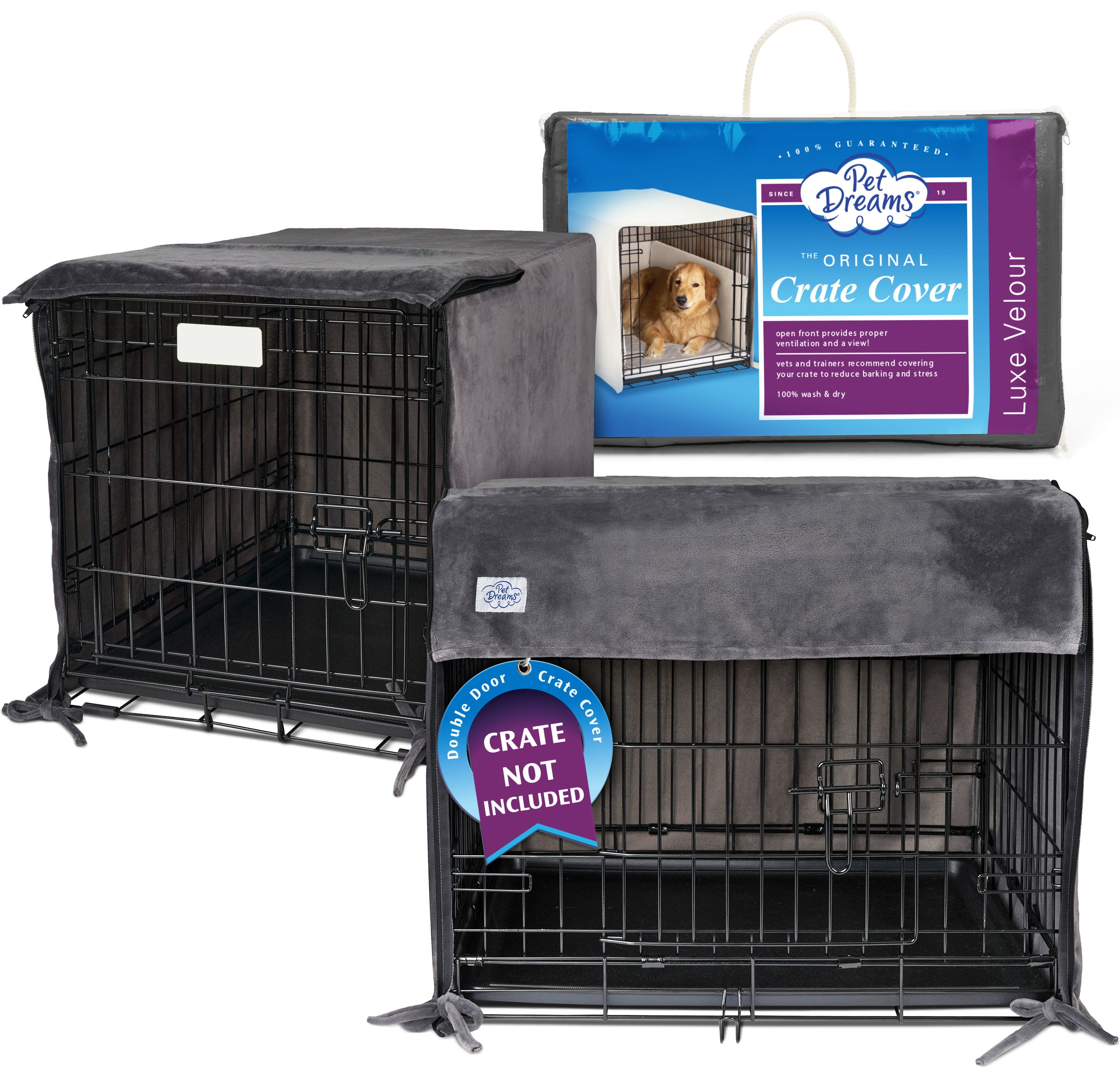 Pet Dreams Breathable Crate Cover Non Toxic Double Door Dog Crate