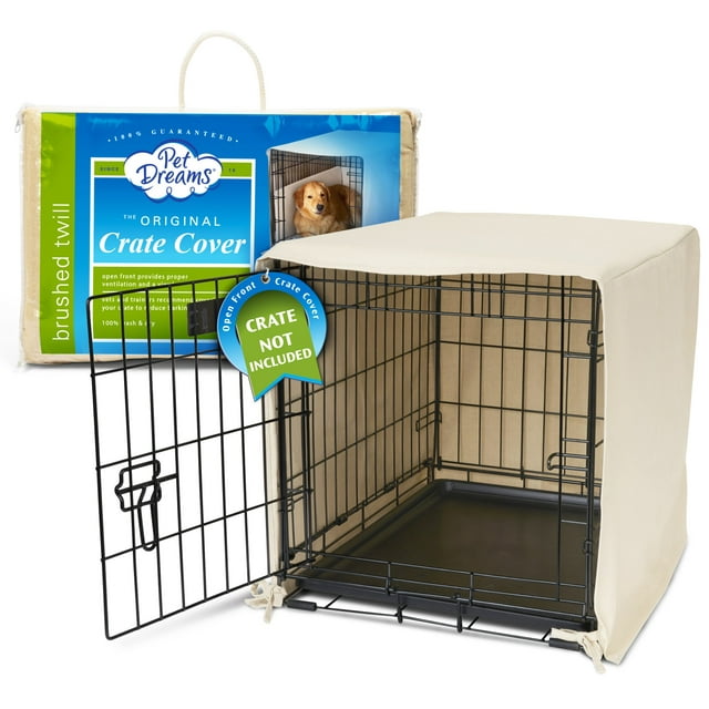 Pet Dreams Breathable Crate Cover Non Toxic Single Door Dog Crate Covers, Khaki XLarge 42
