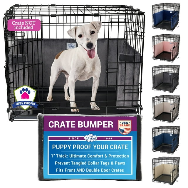 Pet Dreams Dog Crate Bumper - Comfy Liner & Dog Tail Protector for Inside Crate, Fits iCrate Cages 18, 24, 30, 36, 42, 48 inches Grey, XX-Large, 48"