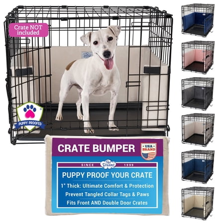 Pet Dreams Dog Crate Bumper- Comfy Liner & Dog Tail Protector for Inside Crate, Fits iCrate Cages 18, 24, 30, 36, 42, 48 Inches Ivory, X-Small, 18"