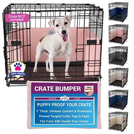 Pet Dreams Dog Crate Bumper - Patented Comfy Liner & Dog Tail Protector for Inside Crate, Fits iCrate Cages 18, 24, 30, 36, 42, 48 Inches Pink, Large, 36"
